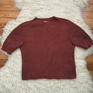 Women's Short Sleeve Knit Sweater - Rust